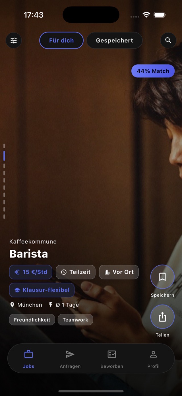 winna-App: Barista-Job bei Kaffeekommune im Für-dich-Feed